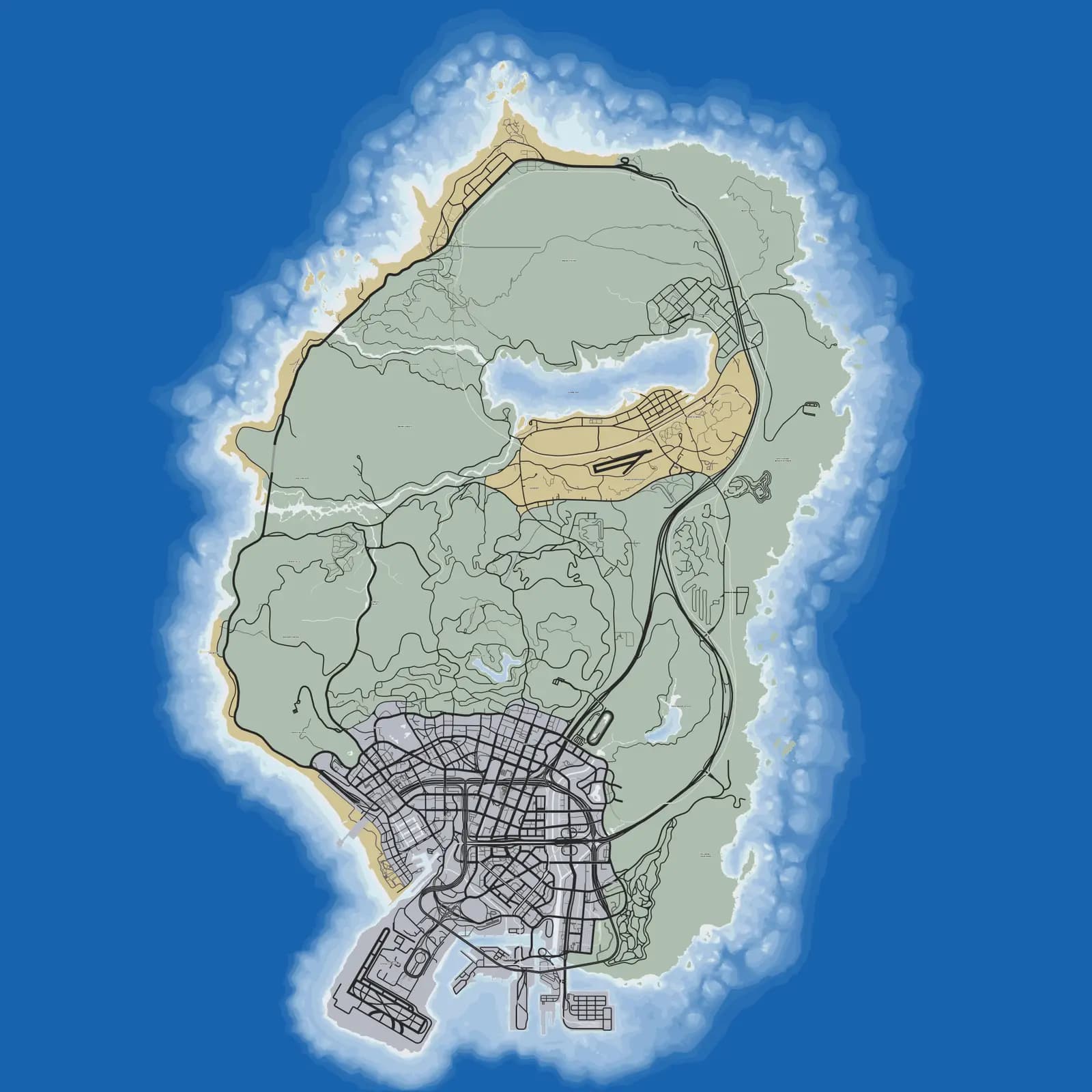 Mapa interativo do GTA V usado para separar mapas FiveM por região